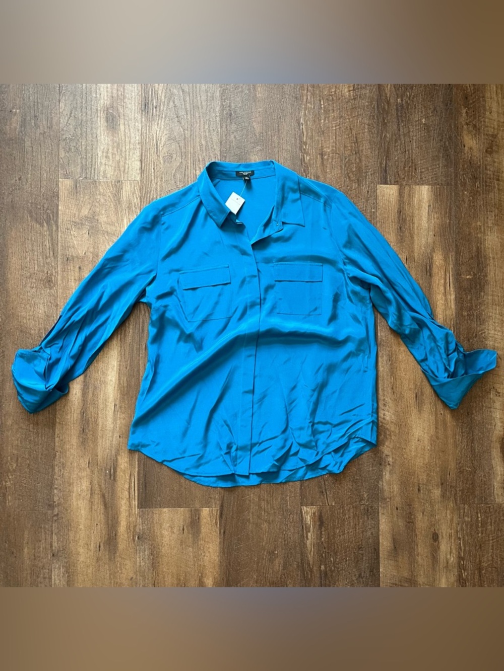 NWT Ann Taylor 100% Silk Blouse  Shirt Top Blue Size 10